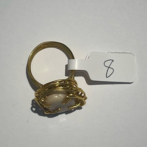 🔥 MILKY QUARTZ WIREWRAPPED GENUINE GEMSTONE CHUNKY RING 🔥 - Picture 4 of 6